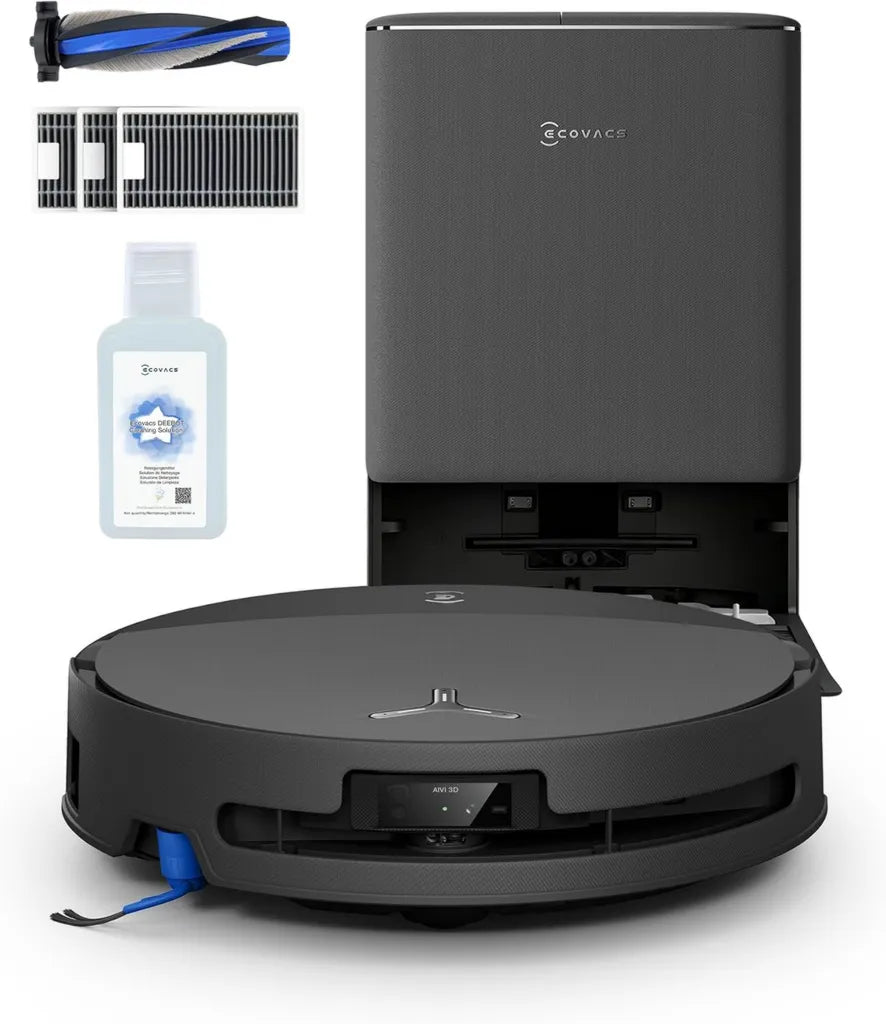 ECOVACS DEEBOT T90 Pro : Robot Aspirateur et Laveur, 30000 Pa, Technologie PowerBoost et OZMO Roller 3.0, Kit d'Entretien Inclus, Noir