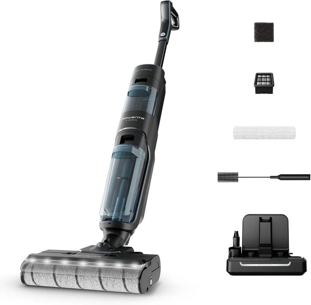 Rowenta X-Clean 5: Aspirateur 2-en-1 sans Fil, Mode Sec et Humide, 50 min d'Autonomie, Auto-Nettoyage, Séchage Anti-Odeurs, Léger et Éclairage LED