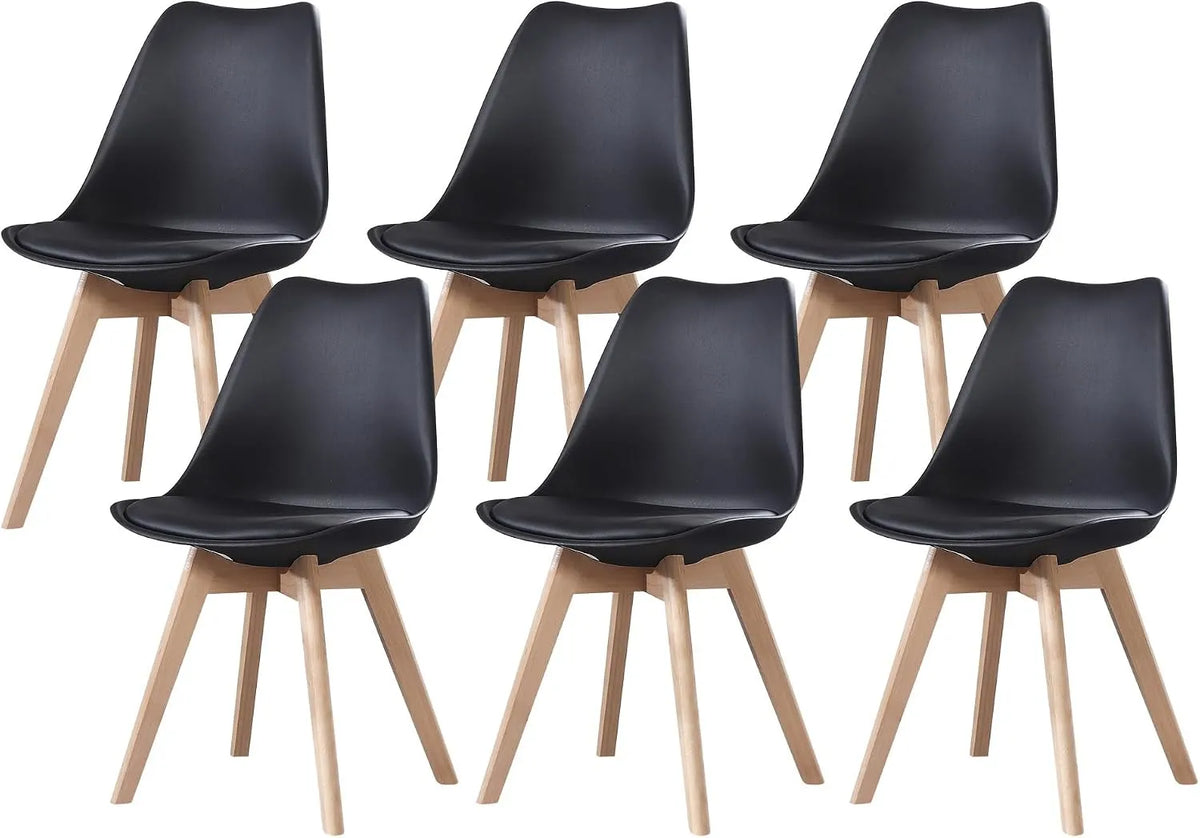 Chaise — ROJO, en bois, Lot de 6, noir