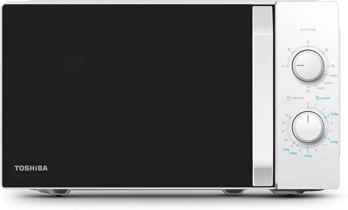 Toshiba MW2-MG20P 3-en-1 Micro-ondes, 20 L, 800/1000 W, minuteur, autonome, gril, four micro-ondes, blanc, 5 Niveaux de Puissance Réglables