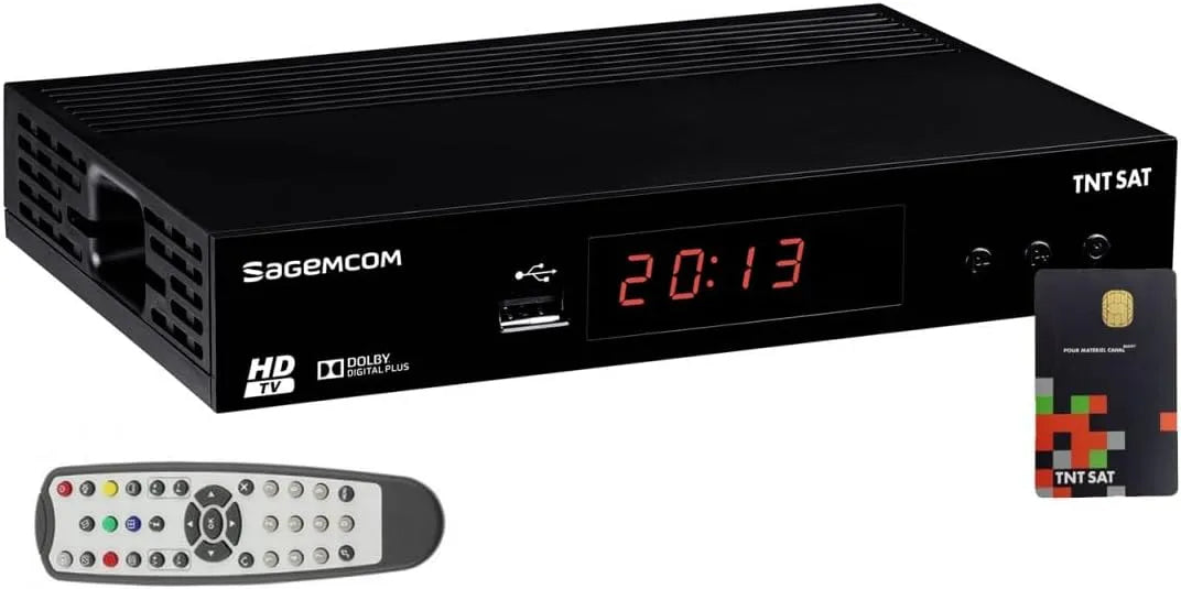 Smart TV 19.2E, téléviseur, SAGEMCOM Récepteur TV Satellite HD Reconditionné + Carte d'accès TNTSAT activée Entre 3 et 4 Ans V6 Astra 19.2E