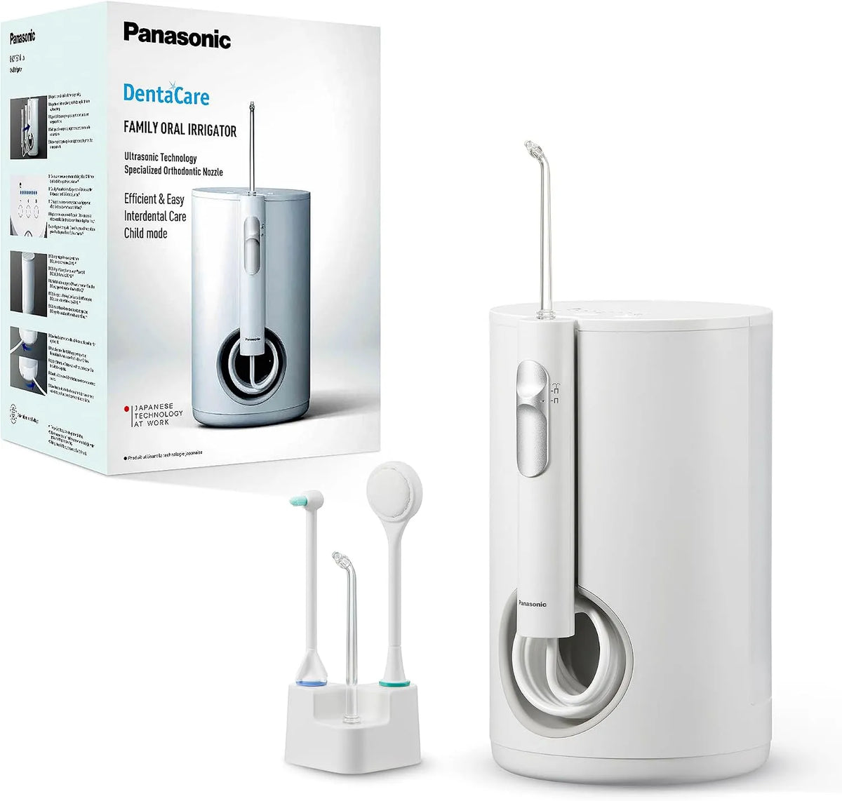 Panasonic EW1614AW503-PACK IPX7 Orthodontiques, Jet Ultrasonique, pour Mode Enfant, EW1614AW503-PACK Hydropulseur Bucco-Dentaire Familial, 10 Réglages