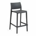 Tabouret de bar avec dossier et repose-pieds en polypropylène gris anthracite assise carrée 45 x 51 x 100 cm