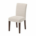 Chaise de salle à manger rembourrée sans accoudoirs revêtement polyester beige pieds en hévéa massif brun foncé 47 x 58 x 98 cm
