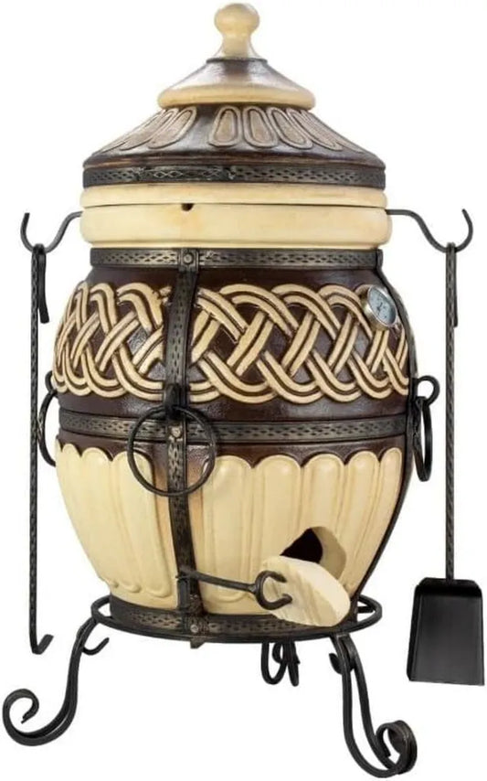Tandoor Thor Grand en Céramique Réfractaire pour Viande et Légumes, Four à Barbecue et Fumage