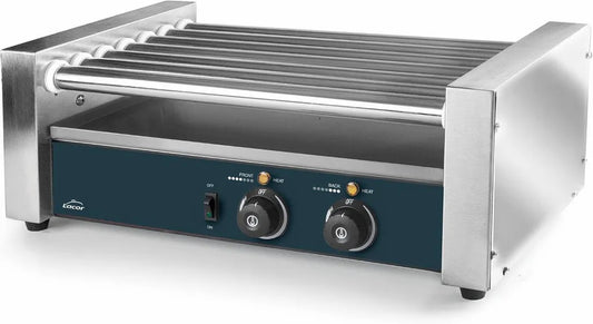 Grill à Saucisses Professionnel en Acier Inoxydable avec 7 Rouleaux Rotatifs