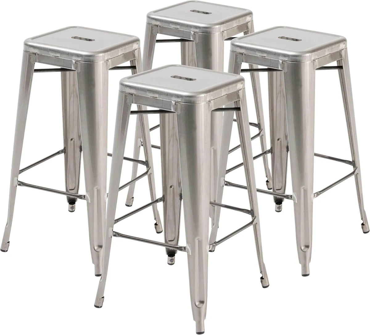 Oviala Lot de 4 Tabouret de bar et siège de comptoir en Acier Gris