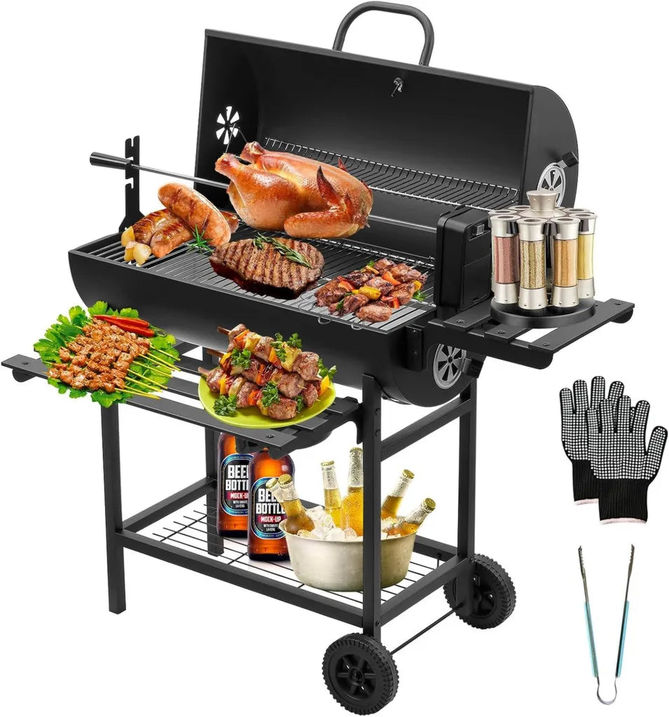 Grand Barbecue au Charbon avec Accessoires Complètes pour Grillades