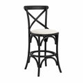 Tabouret de bar avec dossier croisé 46 x 52 x 108 cm acier noir assise polyester beige