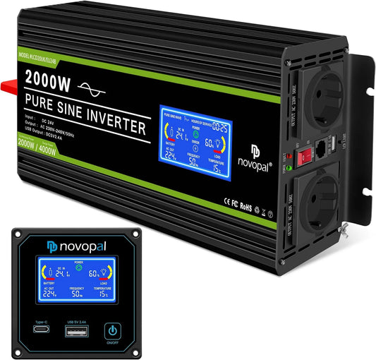 NOVOPAL 2000W 4000W Convertisseur Pur Sinus 24V 220V Transformateur