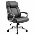 Fauteuil de bureau pivotant réglable en hauteur revêtement PU gris foncé acier chromé base étoile avec roulettes 68 x 72 x 120-130 cm