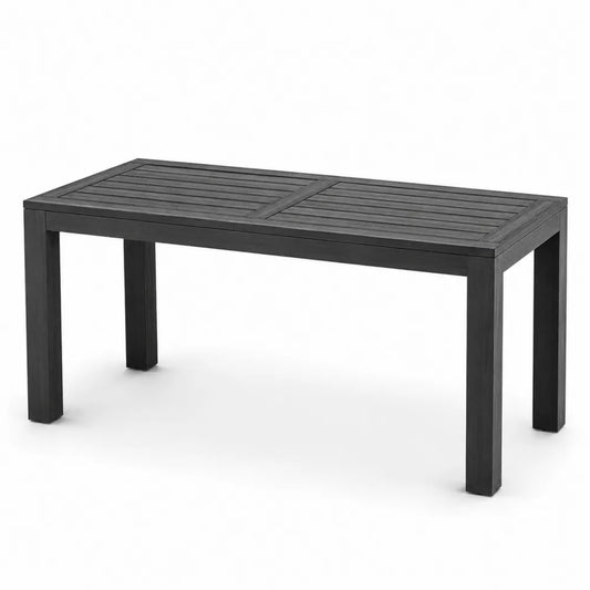 Table d’extérieur rectangulaire 160 x 90 x 75 cm en acacia massif noir plateau à lattes