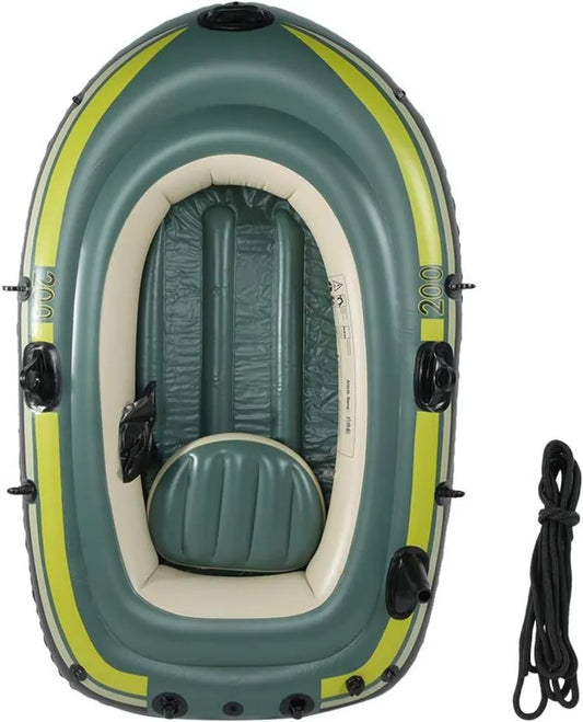 Kayak Gonflable en PVC pour 2 Personnes avec Rames, Vert, Idéal pour la Pêche