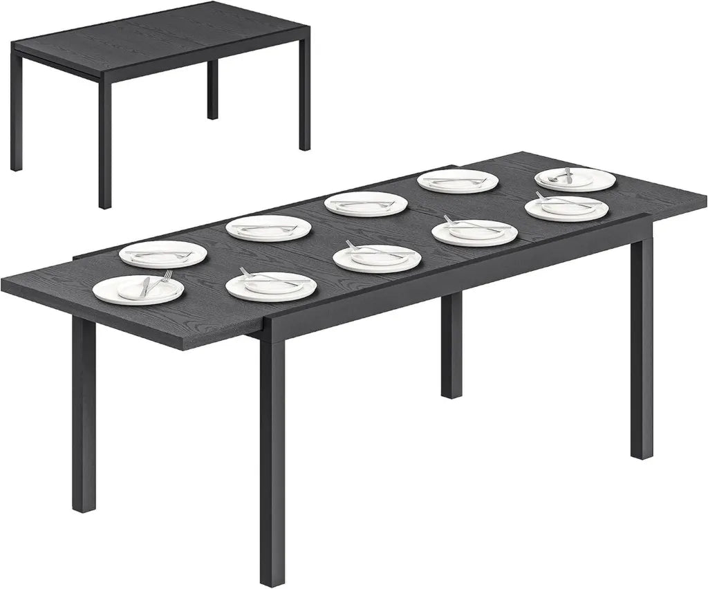 Table de Jardin Extensible en Aluminium pour 8-10 Personnes, Gris Anthracite