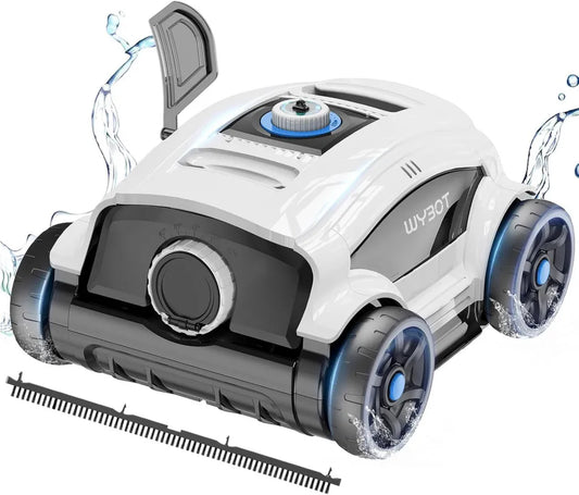 Robot Aspirateur de Piscine WYBOT Autonome, 130 Min d'Utilisation, Double Moteur Puissant, Évacuation Rapide, Pour Piscines Hors-Sol et Extérieures jusqu'à 100m²