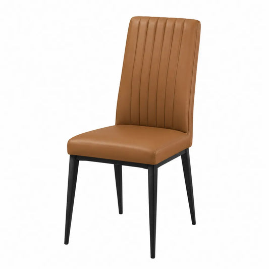 Chaise de salle à manger dossier haut 45 x 58 x 98 cm revêtement polyuréthane acier noir marron