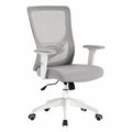 Chaise de bureau pivotante réglable en hauteur avec accoudoirs dossier en maille polyester gris base polypropylène blanche à roulettes 60 x 60 x 93-103 cm