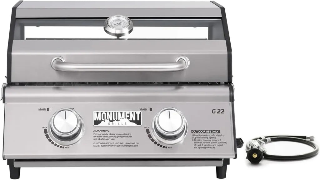 Barbecue à gaz portable Clearview© 2 bruleurs en acier inoxydable avec thermomètre