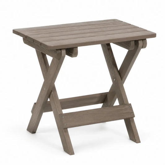 Table d’appoint de jardin pliante rectangulaire 70 x 50 x 52 cm en acacia massif gris taupe plateau à lattes
