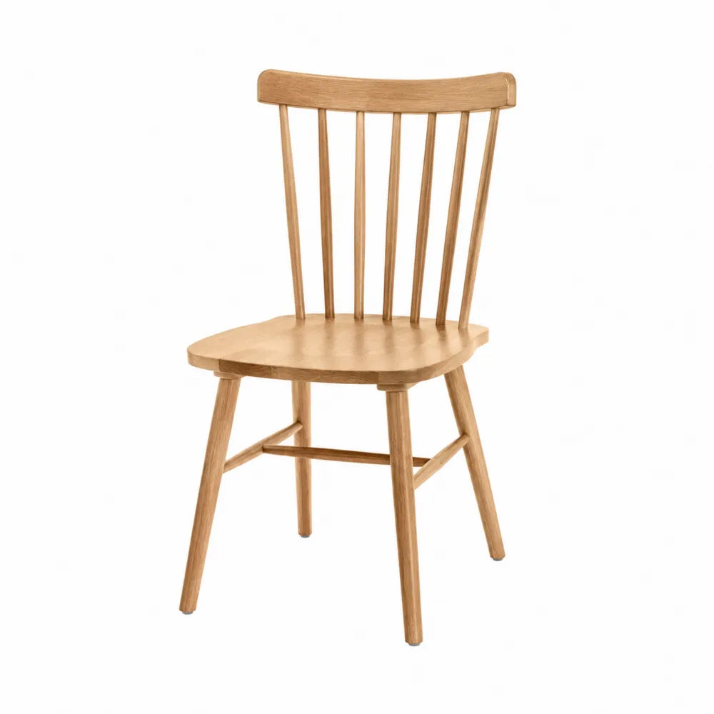 Chaise de salle à manger à barreaux 47 x 52 x 87 cm hévéa massif assise arrondie chêne clair naturel