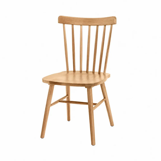 Chaise de salle à manger à barreaux 47 x 52 x 87 cm hévéa massif assise arrondie chêne clair naturel