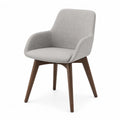 Chaise de salle à manger avec accoudoirs 58 x 60 x 86 cm tissu polyester hévéa massif gris clair noyer