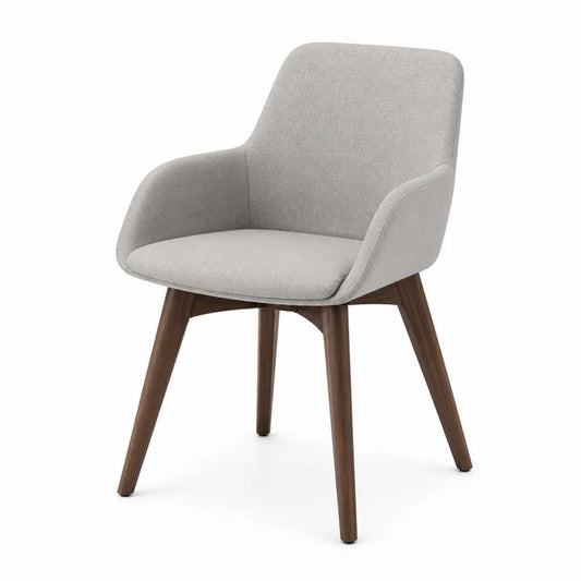 Chaise de salle à manger avec accoudoirs 58 x 60 x 86 cm tissu polyester hévéa massif gris clair noyer