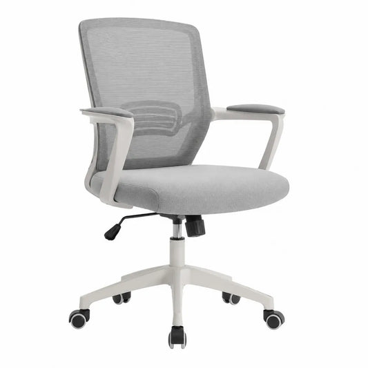 Chaise de bureau à roulettes réglable en hauteur 60 x 60 x 92 à 102 cm maille polyester PP gris blanc noir