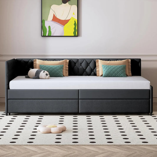 Canapé convertible et canapé-lit — convertible, 2 Places, 180 × 200 cm, gris, extensible, revêtement en velours