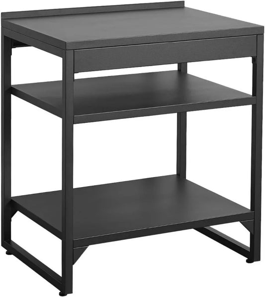 Cuisine extérieure en acier noir avec 2 étagères de 80 cm - Modèle Kea