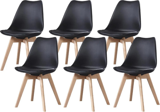 Chaise — ROJO, en bois, Lot de 6, noir
