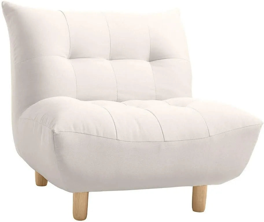 Miliboo Fauteuil et chaise rembourrée scandinave en Tissu Beige et Bois Clair Yumi – revêtement en tissu, en bois