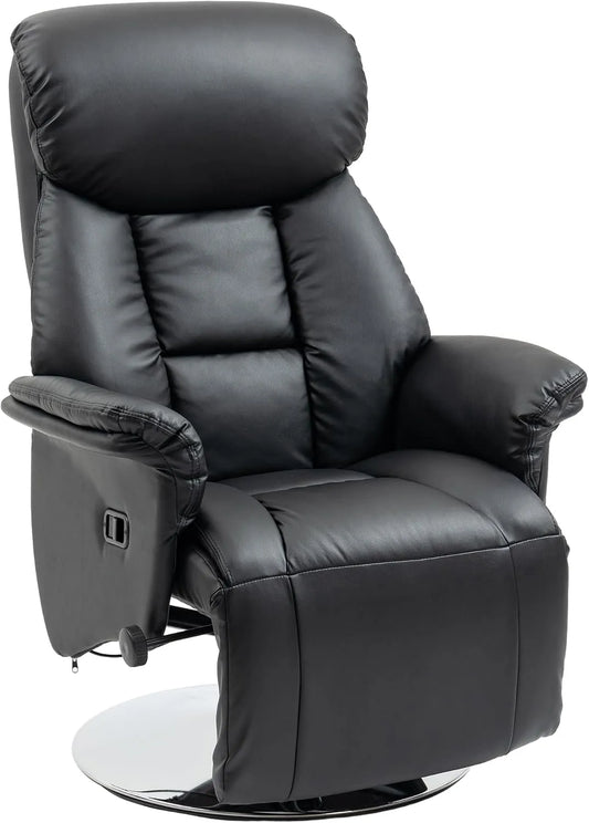 HOMCOM Fauteuil relax et fauteuil inclinable – en cuir, avec accoudoirs, réglable, 150 kg, noir