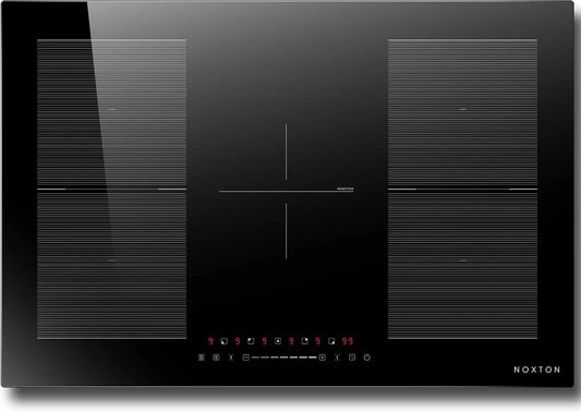 Plaque à induction 220-240V, 77 CM, 5 foyers, 7200 W, 240 V, table de cuisson à induction, Boost, encastrable, minuteur, 9 Niveaux de Puissance