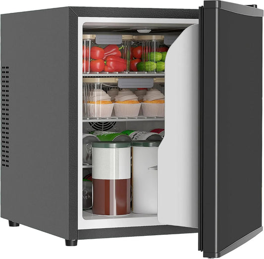 Réfrigérateur, 44 L, HOMCOM 44L/46, thermostat, noir, étagères, éclairage intérieur, patins de pied, pour bureau, dortoir