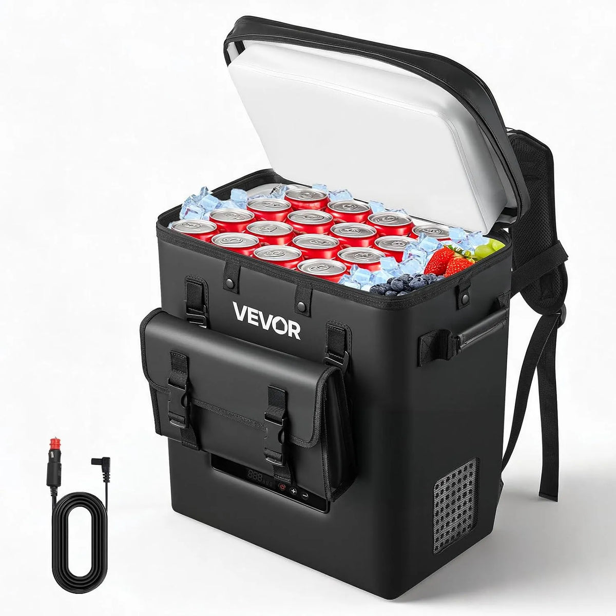 VEVOR Glacière électrique, 13 L, -6 à 10 °C, 24 V, voiture, camping, 2 zones de température, mini frigo portable, Réfrigérateur Portable Dorsal
