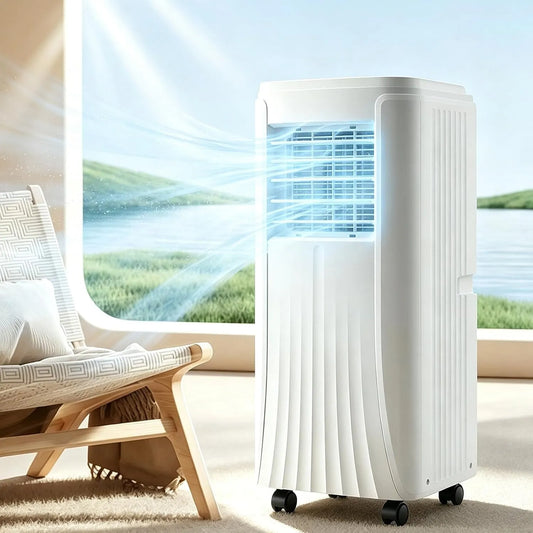 Climatiseur 12000BTU, portable, minuteur, Ventilateur et déshumidificateur, minuterie 24 h, kit fenêtre 12000BTU, télécommande, Fonctions