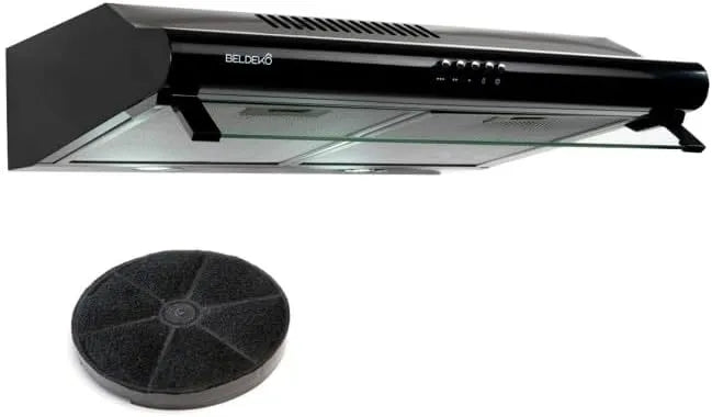 Hotte aspirante m3/h, 60 cm, 210 m3/h, hotte de cuisine, noir, 100 Watts, BELDEKO