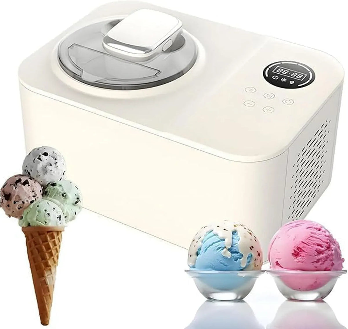 Machine à Glaces, machine à glace et sorbet, 1,2 L, 3 programmes