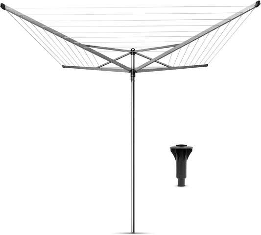 Produit Séchoir Rotatif Topspinner, Brabantia, Etendoir Linge, Antidérapantes, 50 m - Rotation Fluide - Compatible avec Les Cintres - Tube en