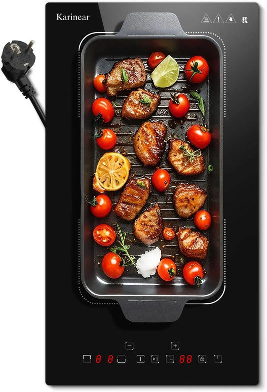 Plaque à induction, 30CM, 2 foyers, 3500 W, 220 V, table de cuisson à induction, zone flexible, tactile, verrouillage, minuteur, 3500W, 220V, Commande