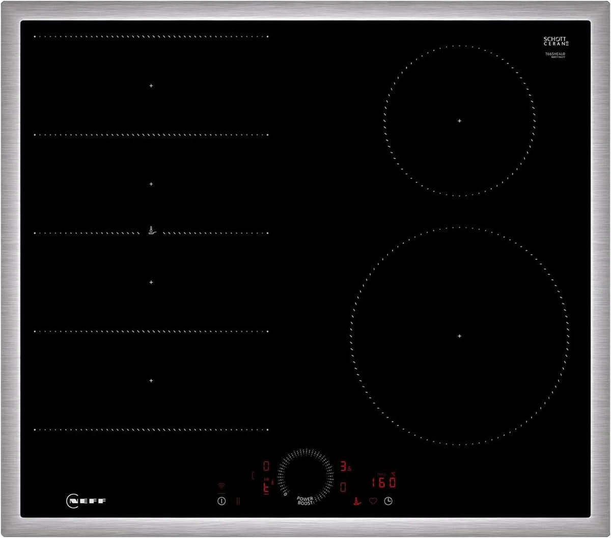 NEFF T66SHE4L0 Plaque à induction, 60 cm, table de cuisson à induction, tactile, autonome, Home Connect, noir, Twist Touch, Smart Hood Automatic