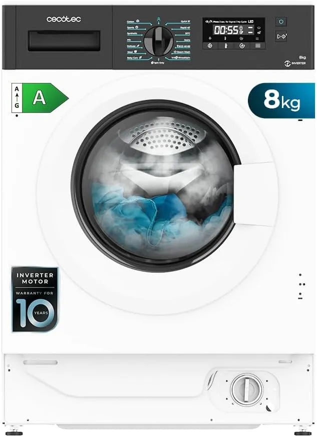 Cecotec Bolero Dresscode 840 Lave-linge, 1950 W, 16 programmes, 8 kg, Inverter, vapeur, 1400 tr, min programmables, Démarrage Différé