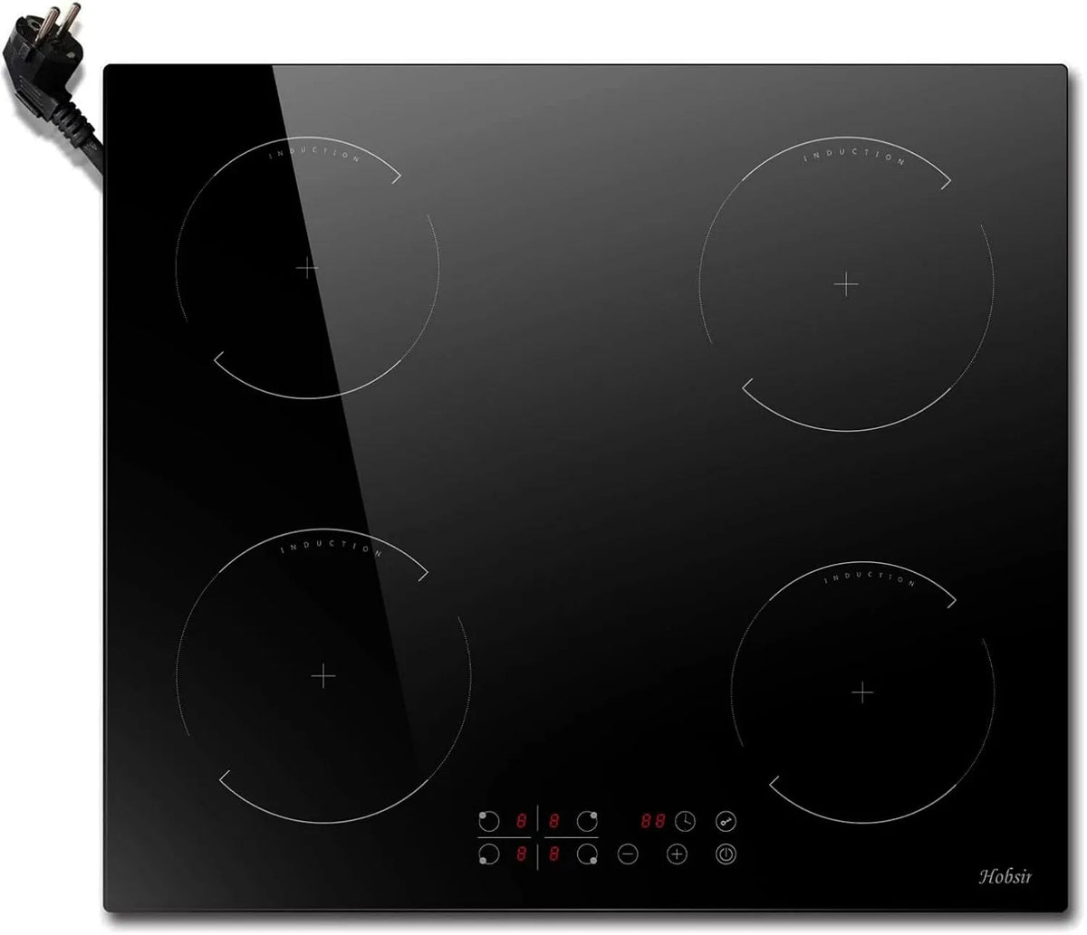 Plaque à induction, 52×59 CM, 4 foyers, 3500 W, 240 V, table de cuisson à induction, verrouillage, encastrable, minuteur, Minuterie de 99 Minutes