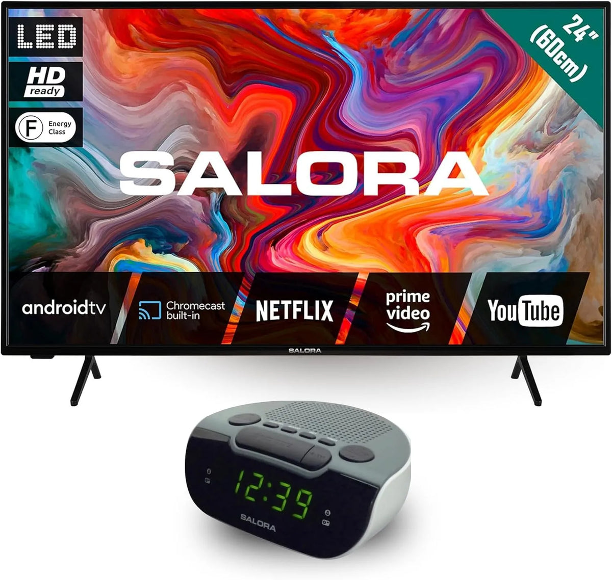 Smart TV, 24 pouces, téléviseur, Wi-Fi, Bluetooth, Android OS, TV 24' Streaming, Pack Chambre & Cuisine