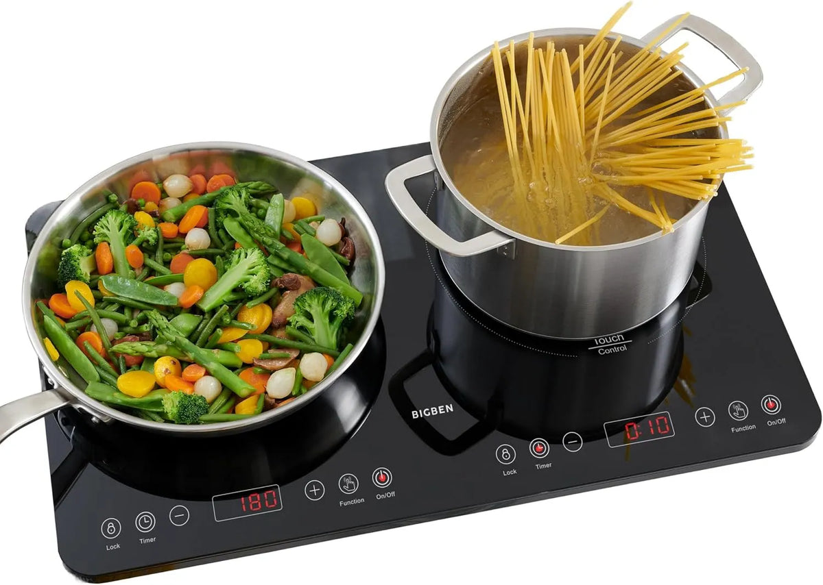 Plaque à induction CKDUO2BK, 2 foyers, 3500 W, 60 à 240 °C, table de cuisson à induction, minuteur, portable, 2 zones de température, Idéale Cuisine