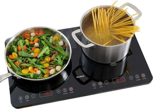 Plaque à induction CKDUO2BK, 2 foyers, 3500 W, 60 à 240 °C, table de cuisson à induction, minuteur, portable, 2 zones de température, Idéale Cuisine