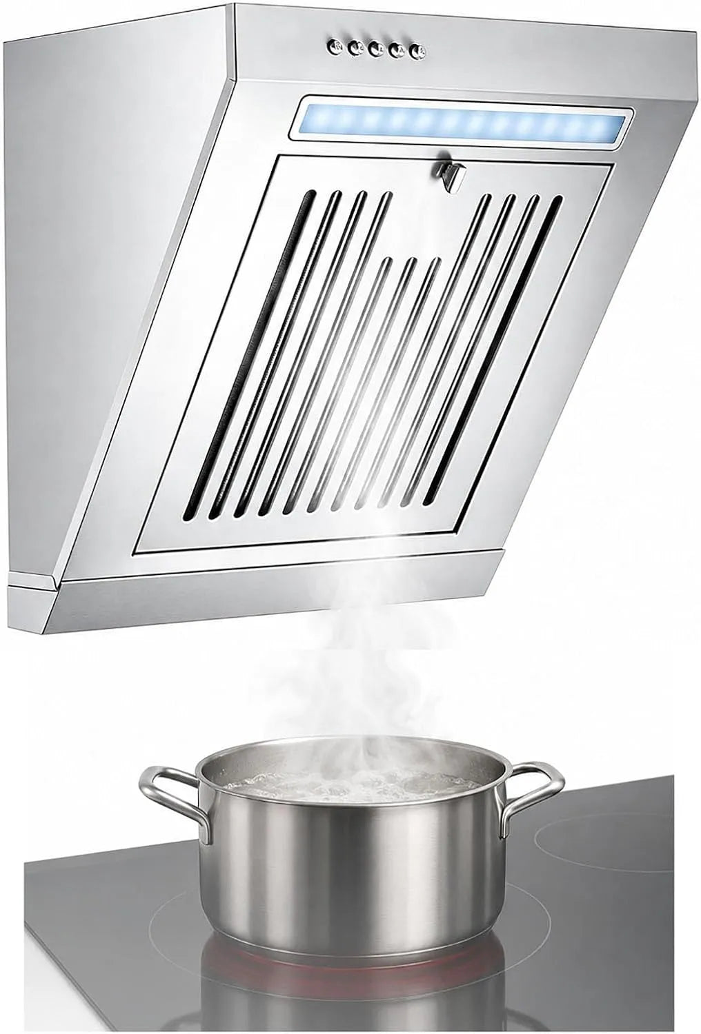 Hotte aspirante W500, hotte de cuisine, inclinée, éclairage LED, amovible, éclairage LED Et Arrêt Différé W500 mm