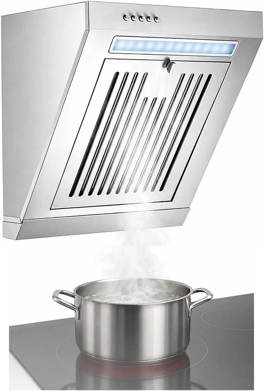 Hotte aspirante W500, hotte de cuisine, inclinée, éclairage LED, amovible, éclairage LED Et Arrêt Différé W500 mm