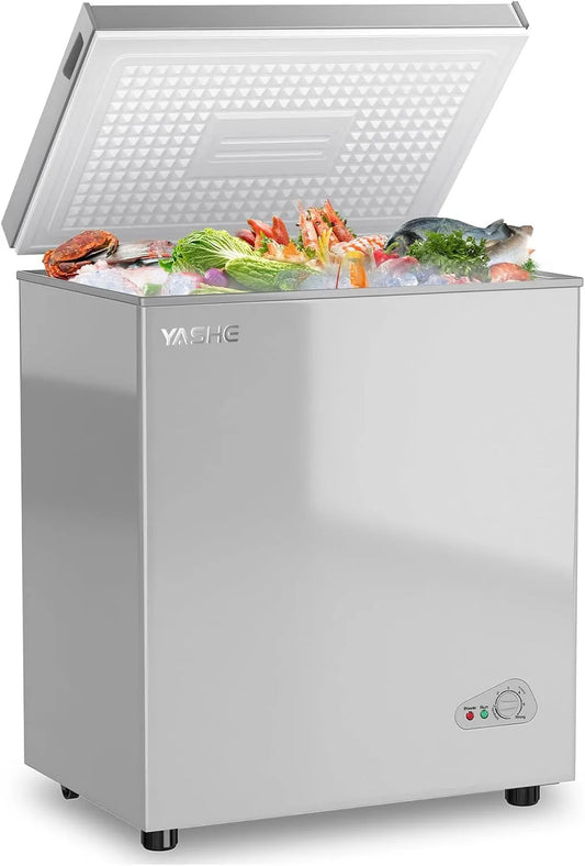 Congélateur, 150 L, 45 dB, YASHE, pose libre, silencieux, amovible, 2 zones de température, gris, faible consommation d'énergie et fonctionnement